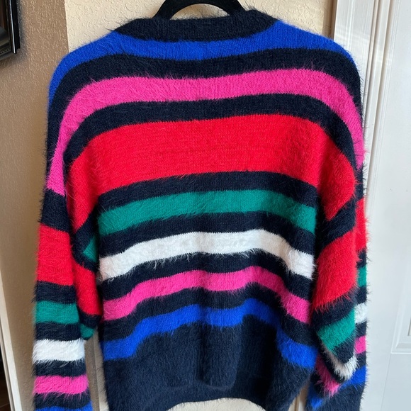 A new day Fuzzy Multicolor Striped Crew Neck Sweater - Picture 5 of 6